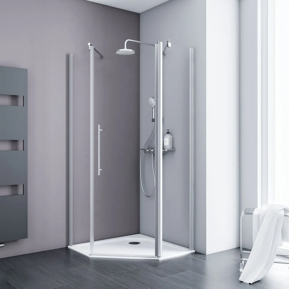 900x900 mm, 1920 mm, Alu-Natur, Klar hell