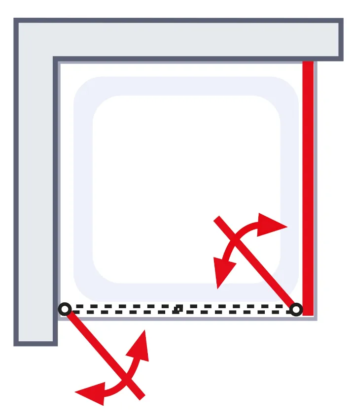 900x900 mm, 1920 mm, Chromoptik, Klar hell, versiegelt