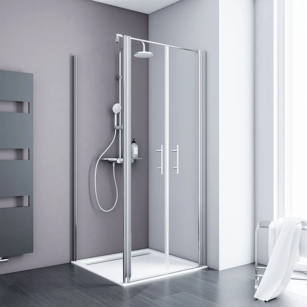 900x900 mm, 1920 mm, Chromoptik, Klar hell, versiegelt